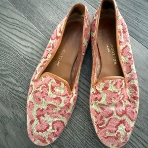 Stubbs and Wootton Needlepoint Leopard Pink Loafers